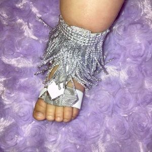 Double fringe barefoot sandals